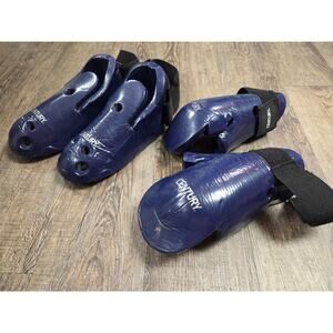 Century Sparring Gear Navy Blue Gloves Pair Hi-Kicks Boots Adult Small Set of 4